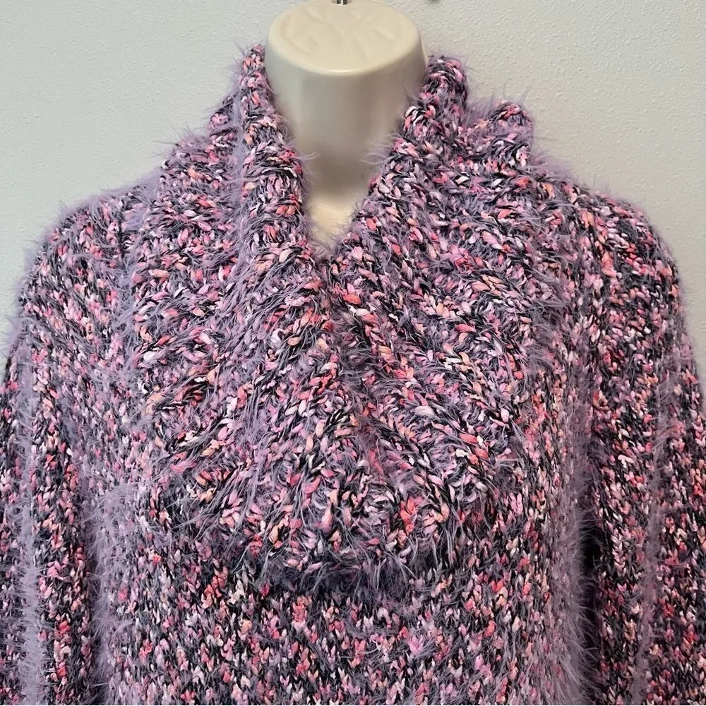 Tribal Purple and Pink Cowl Neck Sweater Size Petite Small